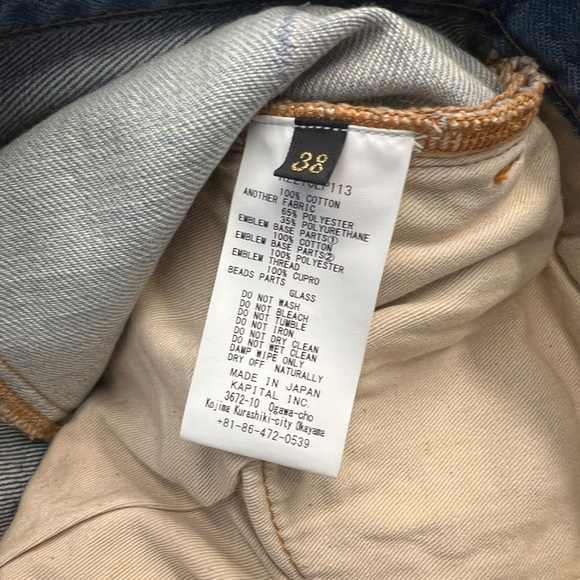 Kapital 12.5oz Denim 5P Rat Flare Pants "BEAUTIFUL WORLD INSANE Remake" size 38 - Picture 2 of 13